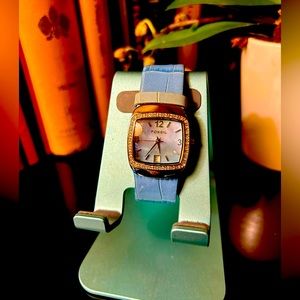 FS ES 9720 Fossil Ladies Watch with 25 mm Blue Mother of Pearl Square Dial